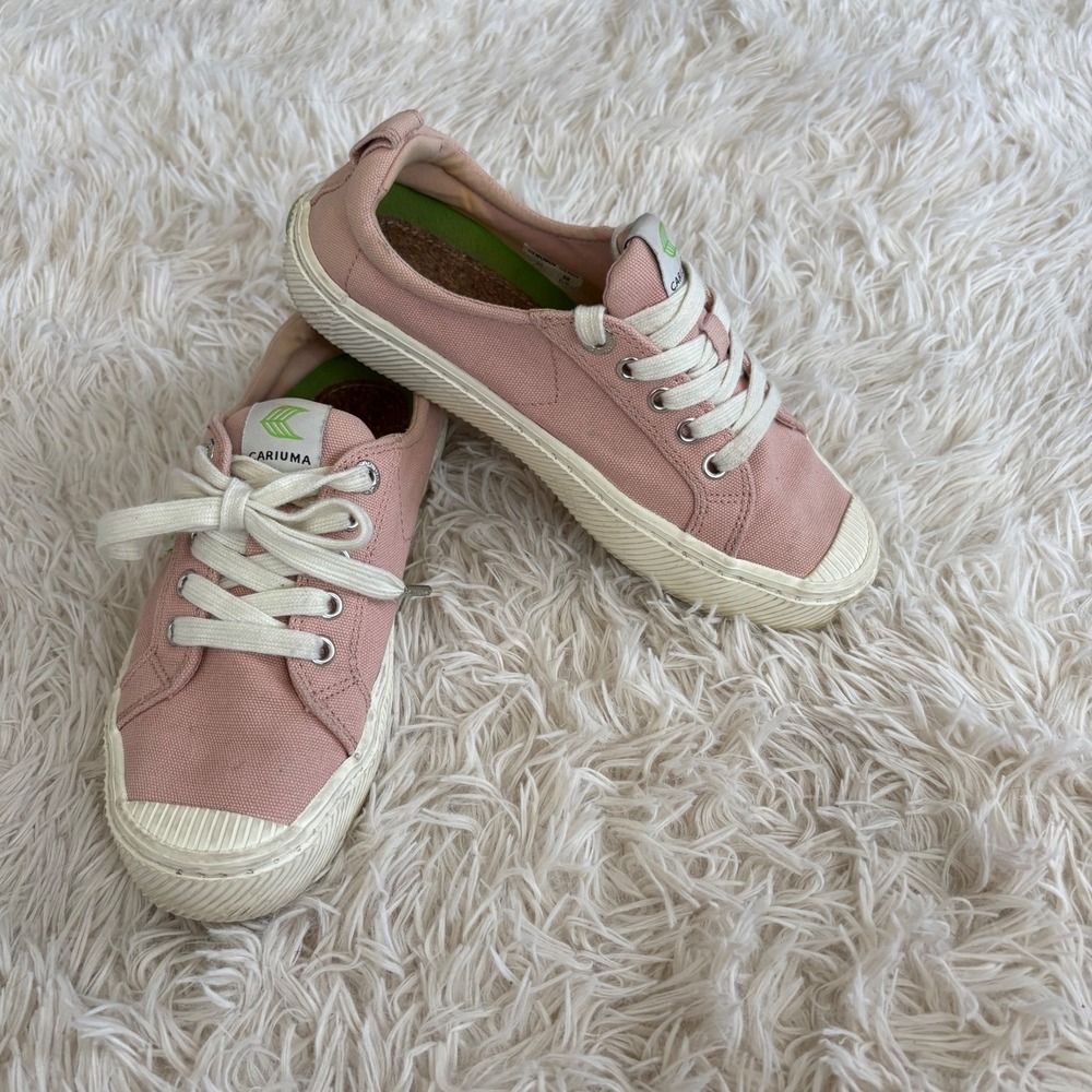 Cariuma Pink Canvas Lace Up‎ Low Top Casual Sneakers Women's Shoes